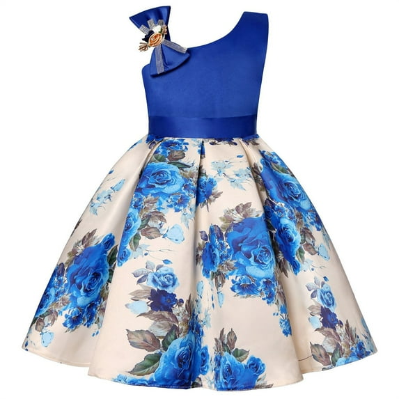 Fshinging Dress For Kids Girls Spring Summer Print Sleeveless Princess Family Gifts For Party Children Dresses Size 7-8 Years