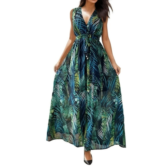 Fshinging Dresses For Women 2025 Banquet Long Wedding Floral Strap Print Sun Dress