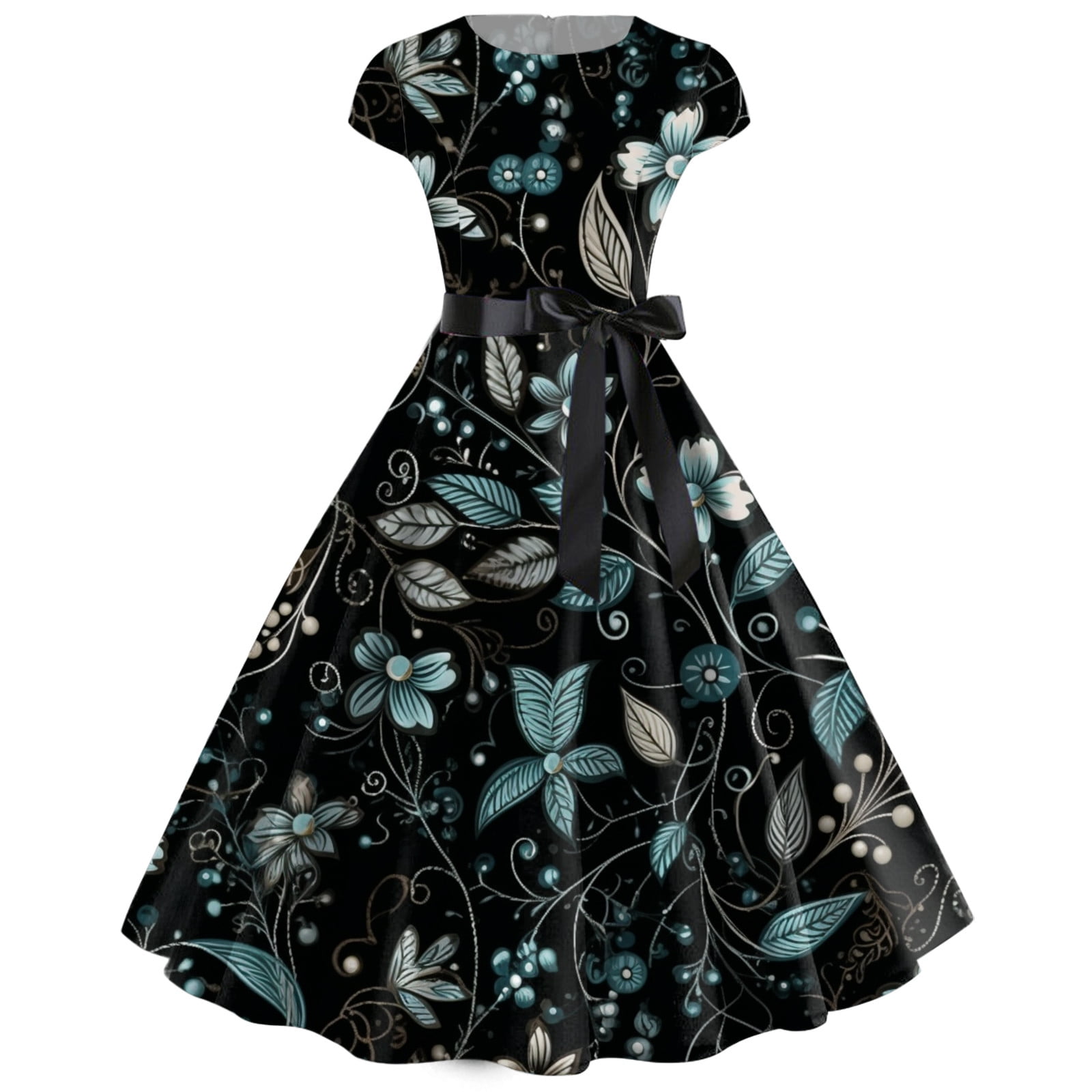 Bonny Billy Girls Vintage Floral Party Dress - Swing Style Cotton Dress For Kids 5-12 Years