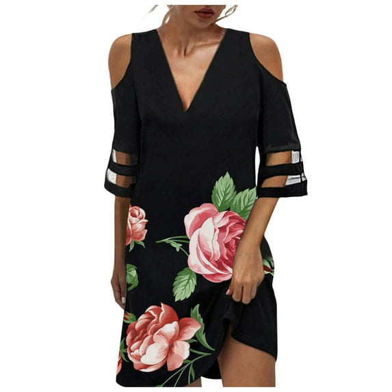 Fshinging Dresses For Women Femmes Col V Robe Tunique Ãlégant Plage Soirée Fête Mini Shirt Robe Birthday Dresses