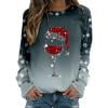Fshinging Essentials Women's Hoodie Sweatshirt Christmas Printed Crew Neck Long Sleeve Snowflake Patchwork Fashion Clothes