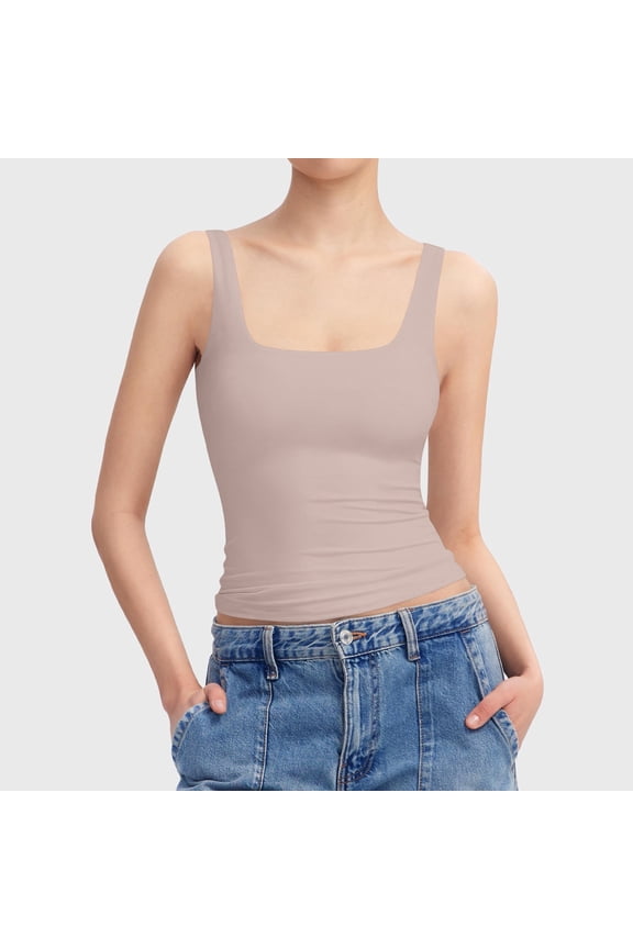 Essentials Women's Tank Top Solid Seamless Basic Casual Summer Sleeveless Going Out Camisole Pink XL