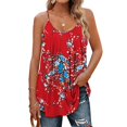 thumbnail image 1 of Fshinging Essentials Women's Tank Top Vintage Floral Ruched Sleeveless Holiday Casual Slim Fit Camisole Shirts Red S, 1 of 3