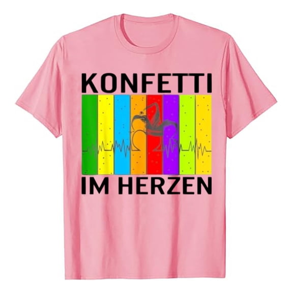 Fshinging Fashion Rainbow Patchwork Short Sleeve for Women Summer Casual Crew Neck Tops Pink L