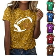 thumbnail image 1 of Fshinging Football Shirts for Women Short Sleeve Tops Summer Sequin Football Graphic T Shirts y2k Glitter Crew Neck Ladies Pullover Tees, 1 of 5