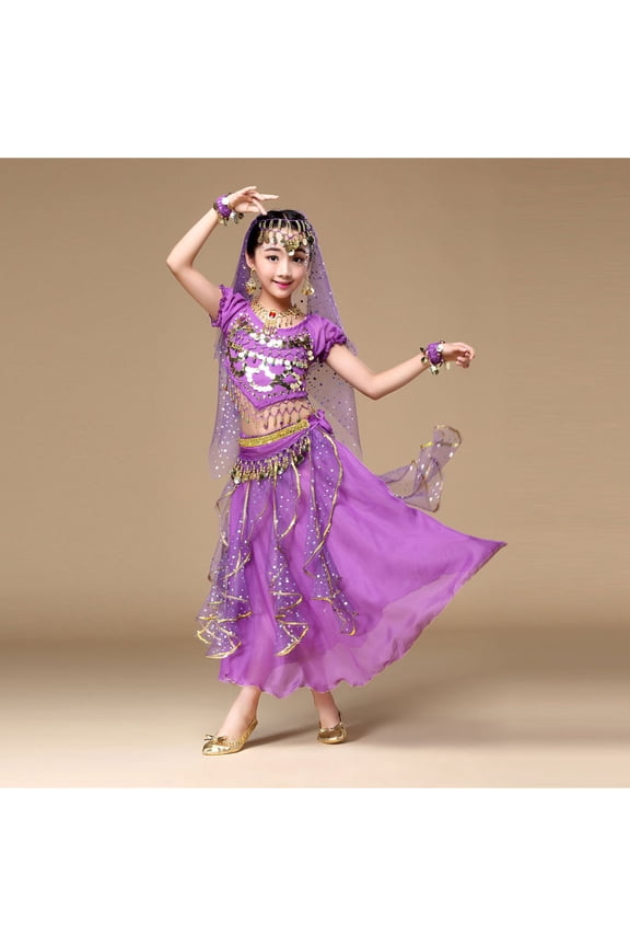 Girl's Dresses Belly Dance for Girls Sequin Dance Carnival Set Sundress Size XS