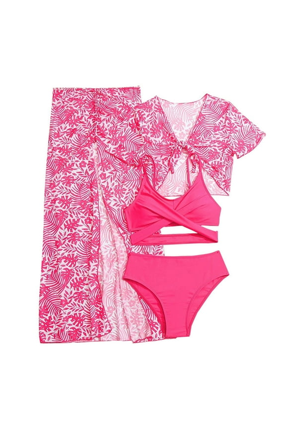 Girl's Swimsuits Summer Beach Adorable Long Sleeve Pool Family Vacations Tummy Control Swimwear Size 7-8 Years