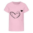 thumbnail image 1 of Fshinging Girls Casual T Shirts Fashion Tops Boys And Large Size Short Sleeved Double Heart Print Shirt Kids Gift Clothing Size 12-13 Years, 1 of 3