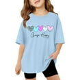 thumbnail image 1 of Fshinging Girls Graphic Tees Short Sleeve Oversized Casual Crewneck Basic Kids Tees Size 5-6, 1 of 7