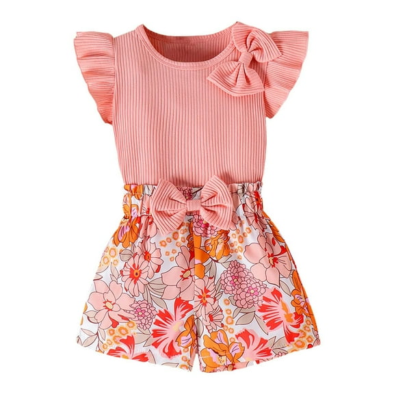 Fshinging Girls Outfirs Spring And Autumn Long Sleeve Heart Blouse + Bow Skirt 2 Piece Set Baby Kids Clothing Sets Size 6-7 Years