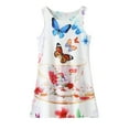 thumbnail image 1 of Fshinging Girls Summer Dresses Floral Embroidery Sleeveless Ruched A-Line Casual Party Princess Sun Dress Size 7-8 Years, 1 of 3