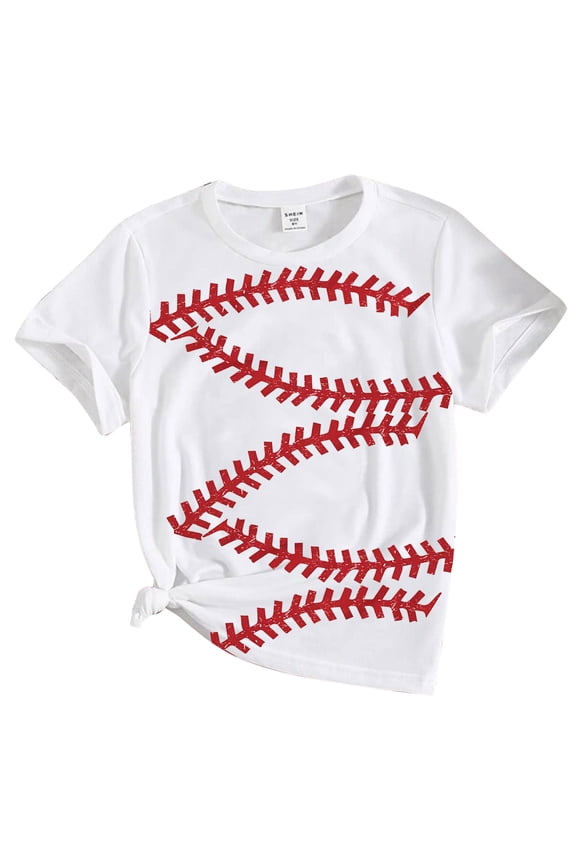 Girls Summer Tops Toddler T Shirts Baseball 3D Prints Boys Print n Out Children Outfit Size 2-3 Years