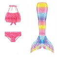thumbnail image 1 of Fshinging Girls Swimsuit Ruffle Halter Lace Up Bikini Tops + Swim Bottoms + Gradient Fish Tails 3 Piece Set Child'S Swimwear, 1 of 2