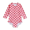 thumbnail image 1 of Fshinging Girls Swimwear Long Sleeve Fruit Strawberry Printing Zipper One Piece Swimming Pools Size 18-24 Months, 1 of 5