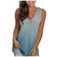thumbnail image 1 of Fshinging Gradient Women's Tank Tops Summer Loose Casual V Neck Slim 2025 Sleeveless T Shirts Holiday Beach Camisoles, 1 of 4