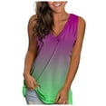 thumbnail image 1 of Fshinging Gradient Women's Tank Tops Summer Loose Casual V Neck Slim 2025 Sleeveless T Shirts Holiday Beach Camisoles, 1 of 4