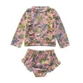 thumbnail image 1 of Fshinging Hawaii Flower Print Bikini Long Sleeve Swimsuit For Baby Girls Size 4-5 Years, 1 of 7