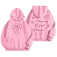 thumbnail image 1 of Fshinging Hoodie Sweatshirt For Women Bow Letter Graphic Long Sleeve Drawstring With Pockets Plus Size Clothes, 1 of 7