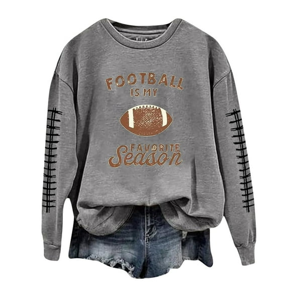 Fshinging Hoodies Sweatshirt For Women Football Rugby Print Long Sleeve Crewneck Casual Plus Size Pullovers