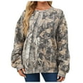 thumbnail image 1 of Fshinging Hoodies Sweatshirt For Women Maple Leaf Print Camo Long Sleeve Crewneck Loose Fit Ladies Outfits, 1 of 6