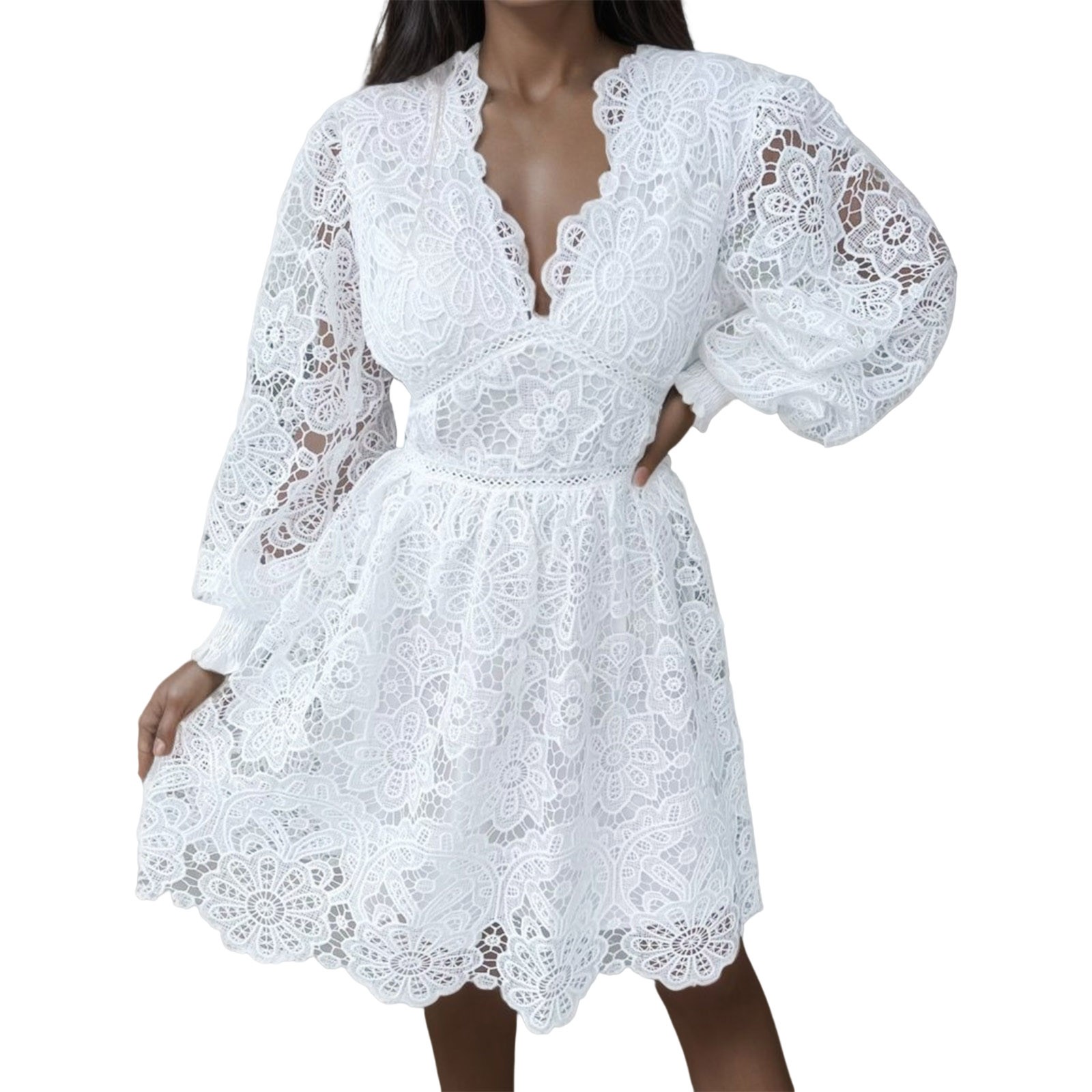 Ruffled Hollow Out Tiered Midi Dress