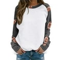 thumbnail image 1 of Fshinging Oversized Hoodie Womens Sweatshirts Rugby Print Patchwork Long Sleeve Sport Casual Slim Fall Winter Clothes, 1 of 4
