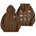 thumbnail image 1 of Fshinging Oversized Sweatshirt for Women Bow Letter Graphic Long Sleeve Drawstring With Pockets Fashion Outfits, 1 of 7