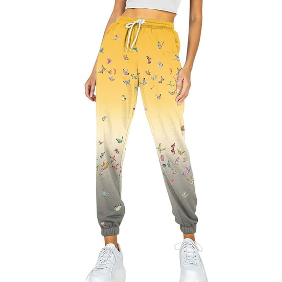 Fshinging Pants For Women Pocket Sweat Printed Comfy High Waisted Workout Athletic Casual Joggers Palazzo Pant
