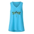 thumbnail image 1 of Fshinging Plus Size Tops For Women Dragonfly Printed Tank Top Summer Sleeveless V-Neck Loose Slim T-Shirts, 1 of 5