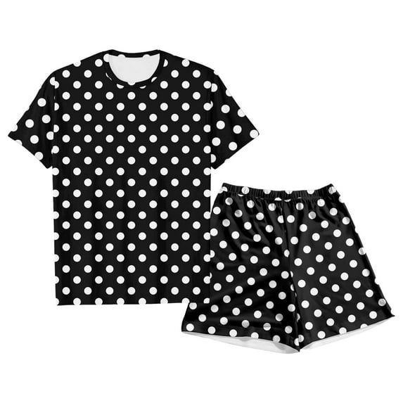 Fshinging Soft Pajama Fot Girls Polka Dot Short Sleeve Tees Tops and Shorts Sleepwear Outfits Size 4-5 Years