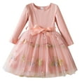thumbnail image 1 of Fshinging Spring Dresses For Toddler Girls 2025 Long Sleeve Bowknot Embroidered Flowers Prints Baby Kids Dress Size 2-3 Years, 1 of 7