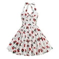 thumbnail image 1 of Fshinging Spring Dresses For Toddler Girls 2025 Strawberry Fruit Print Halterneck A-Line Suspender Party Formal Dress Size 5-6 Years, 1 of 1