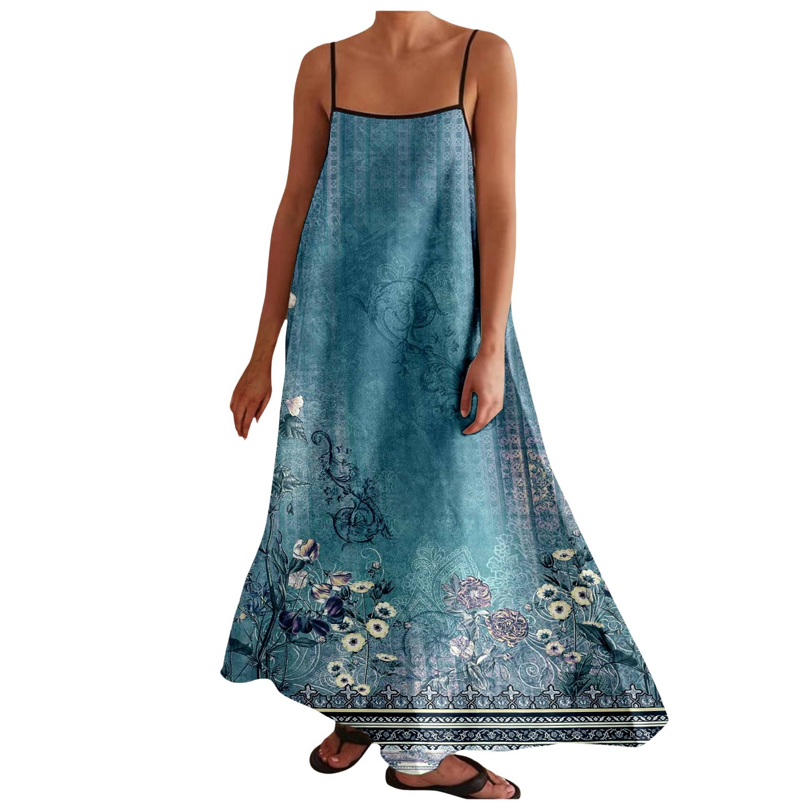 Fshinging Summer Dresses For Women 2025 Maxi Contrast Trim Spaghetti — free download