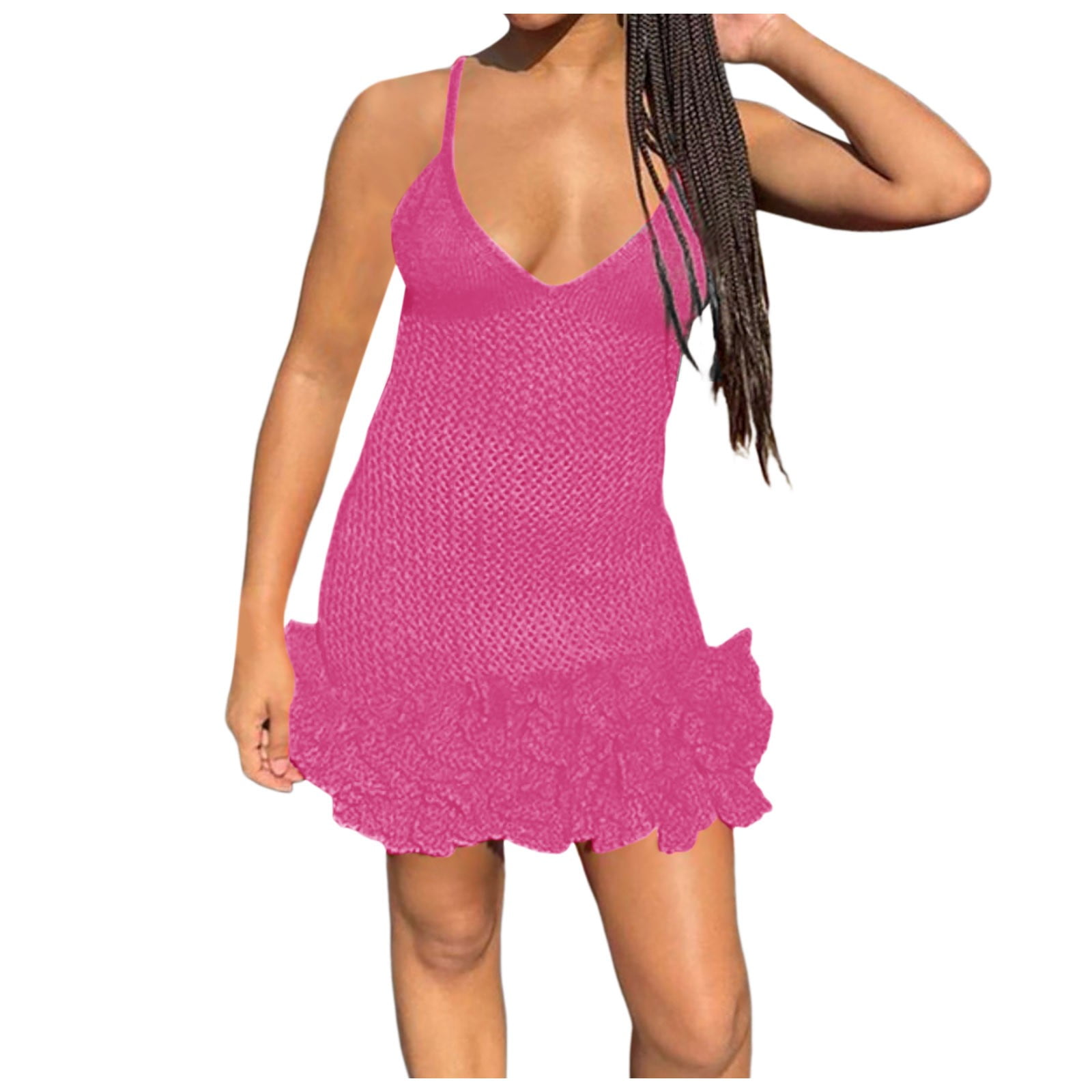 Spring Summer Women Wear Off Neck Design Sexy Pleated Dress Dopamine Sexy