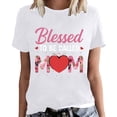 thumbnail image 1 of Fshinging Summer Short Sleeve for Women Fashion Letter Print Festival Party Tops 2026 White L, 1 of 5
