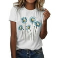 thumbnail image 1 of Fshinging Summer Women T-Shirts Summer Basic White Short Sleeve Crew Neck Casual Slim Graphic Blouse, 1 of 4