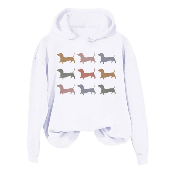 Fshinging Sweatshirt for Women Hoodie Long Sleeve Cute Cartoon Dog Print Casual Slim Ladies Outfits