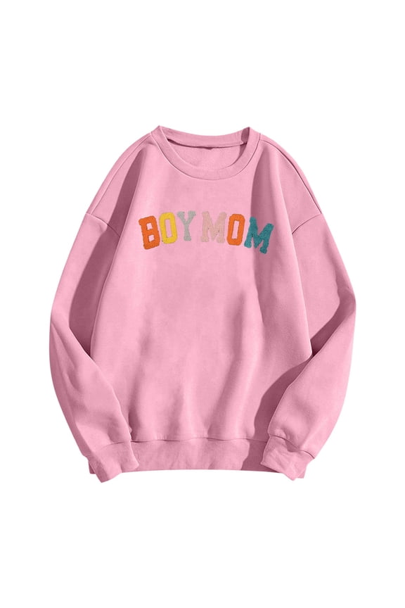 2026 Women Sweatshirts Long Sleeve Drop Shoulder Crewneck Long Sleeve Casual Plus Size Clothes Trendy Pink