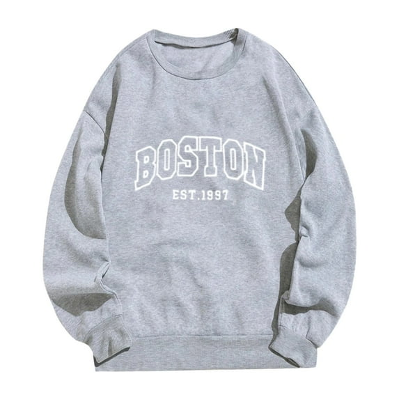 Fshinging Sweatshirts for Women Trendy Essentials Hoodless Pullover Hatless Sweatershirt Sports Casual Letter Printing Multi Color Tops