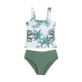 thumbnail image 1 of Fshinging Swim Suits For Girls 2025 Coconut Tree Print Side Floral Hollow Floral Print Adjustable Straps Kids Bathing Suit Size 7-8 Years, 1 of 3