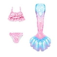 thumbnail image 1 of Fshinging Swim Suits For Girls 2025 Ruffle Bikini Tops + Briefs + Fish Tails 3 Piece Set Mermaid Princess Child'S Swimwear Size 6-7 Years, 1 of 7