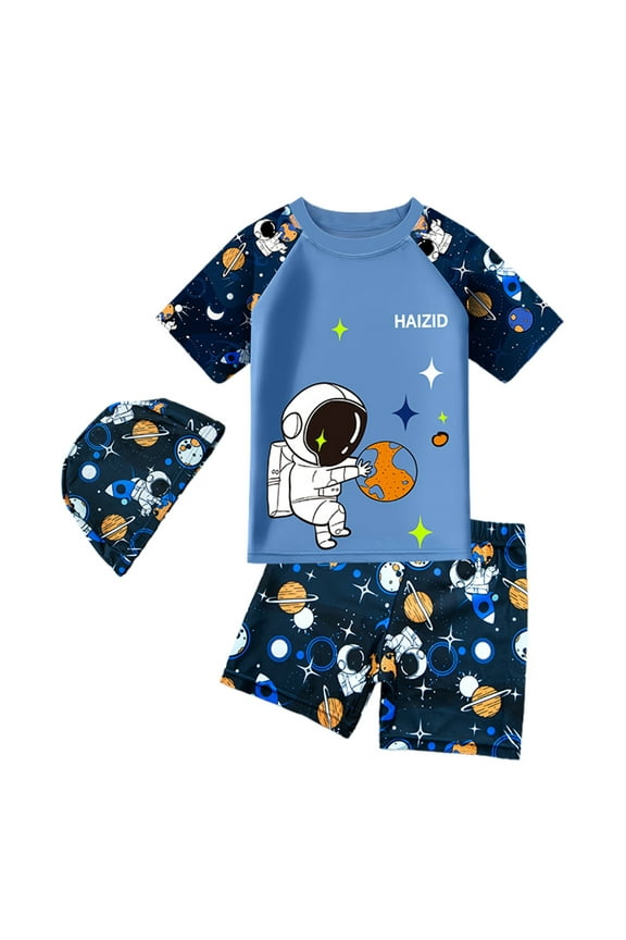 Swimming Suits For Girls Boy 3 Piece Boys Set Short Sleeve Boys Shirt Trunks Rash Guard Tummy Control Swimwear Size 1-3 Years