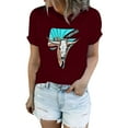 thumbnail image 1 of Fshinging T Shirts For Women Summer Plus Size Aztec Western Cowboy Short Sleeve Slim Short Sleeve O-Neck Tunic Blouses, 1 of 7