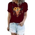 thumbnail image 1 of Fshinging T Shirts For Women Vintage Cartoon Cow Print Loose Casual Summer Short Sleeve O-Neck Slim Tunic Blouses, 1 of 6