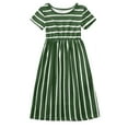 thumbnail image 1 of Fshinging Toddler Baby Girl Dresses Summer Short Sleeve Vintage Striped Prints A-Line Ruched Princess Casual Child Kids Dress, 1 of 4