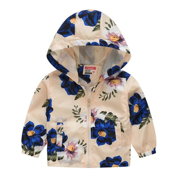 Fshinging Toddler Boy Girl Hooded Clothes Colorful Camouflage Flower Car Leopard Print Long Sleeve Zipper Kids Windbreaker Outerwear