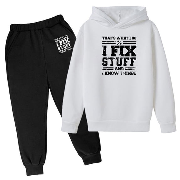 Fshinging Toddler Boys Girls Hoodie and Pants Outfit Set Letter Print Graphic Hooded Sweatshirt And Jogger Sweatpant Children's 2 Piece Set Size 3-4 Years