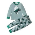 thumbnail image 1 of Fshinging Toddler Boys Pjs Kids Sleepwear Sets Patchwork Long Sleeve Cartoon Dinosaur Print Pullover Pants Kids Jammies Size 3-4 Years, 1 of 6