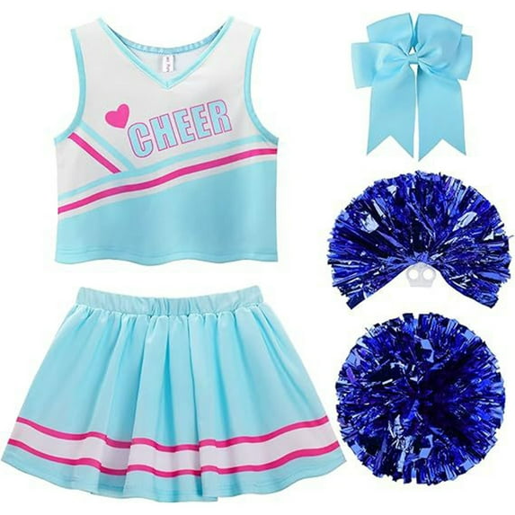 Fshinging Toddler Girl Suit Cheerleading 3 Piece Set Sleeveless Short Top With Skirt Headband Baby Kids Gifts