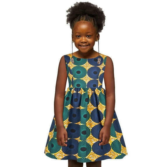 Fshinging Toddler Girls Dress 2025 African Dashiki Traditional Style Sleeveless Round Neck Princess Outfits Children Dresses Size 4-5 Years